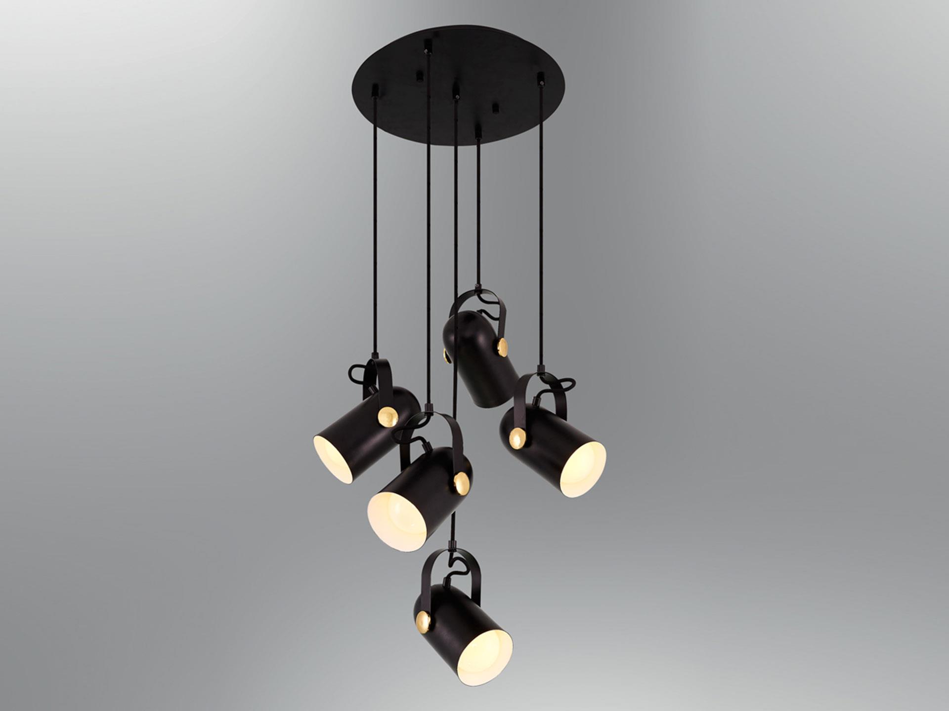 5019-5A,19 5-Piece Mambo Pendant Lamp Black