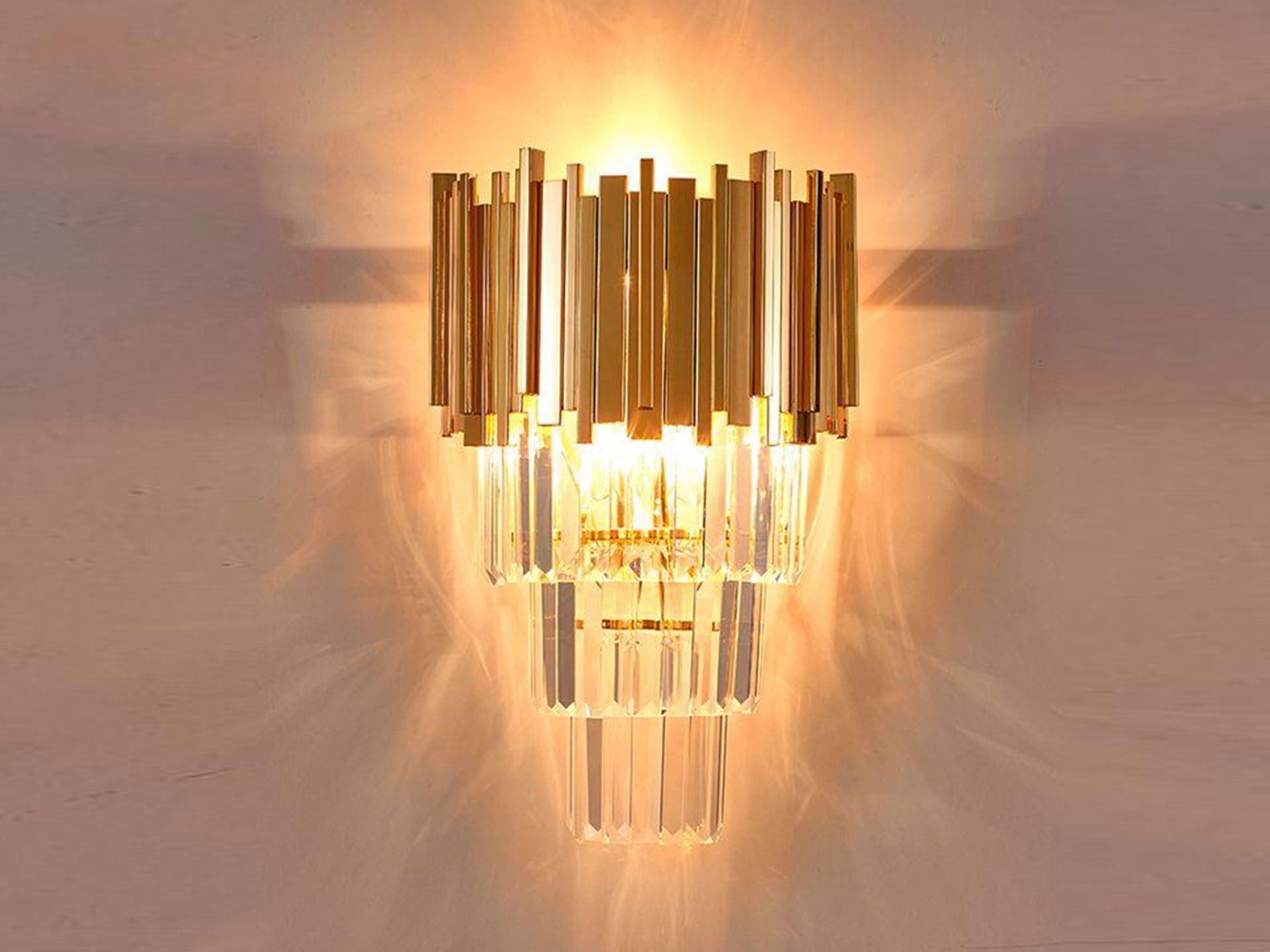 Modern Crystal Stone Gold Wall Sconce