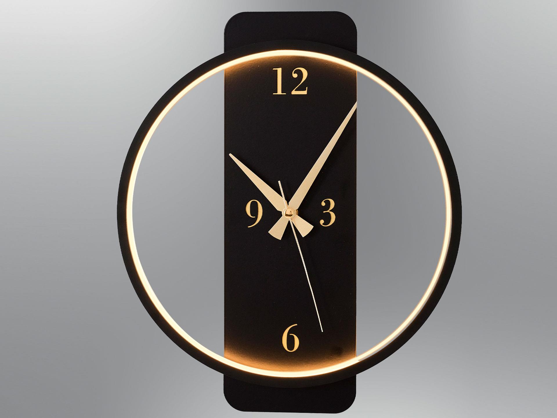 150-APL-19 Ora Round Led Wall Clock Wall Sconce Black